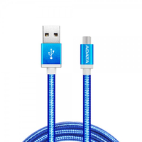 Sync & Charge microUSB cable ADATA, Blue,100cm, Aluminum, Nylon Braided jacket, High Quality, Reversible design