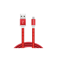 Sync & Charge microUSB cable ADATA, Red,100cm, Aluminum, Nylon Braided jacket, High Quality, Reversible design